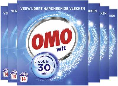 Omo waspoeder - wit - 6 x 14 wasbeurten - voordeelverpakking