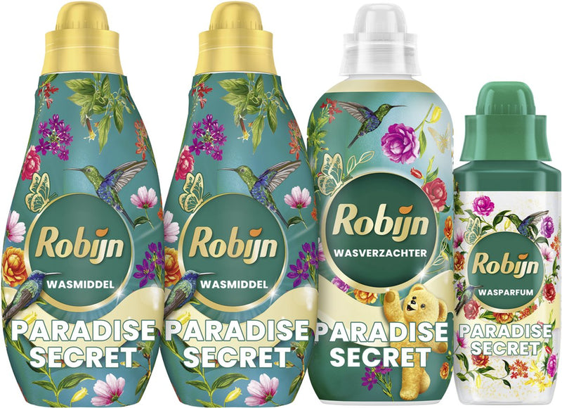 Robijn perfect match - paradise secret - 4 stuks - 2x wasmiddel + 1 wasverzachter + 1 wasparfum - voordeelverpakking