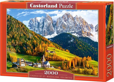 Castorland church of st. magdalena dolomites – puzzel – 2.000 stukjes – satijnen afwerking – perfecte pasvorm – europese kwaliteit