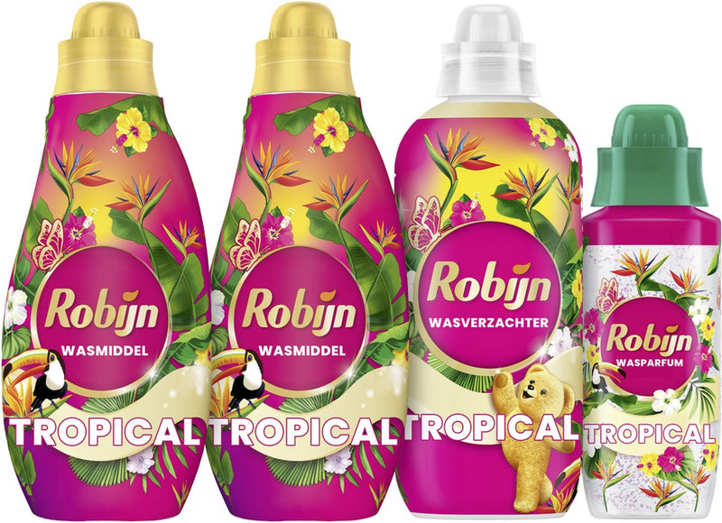 Robijn perfect match - tropical - 4 stuks - 2x wasmiddel + 1 wasverzachter + 1 wasparfum - voordeelverpakking