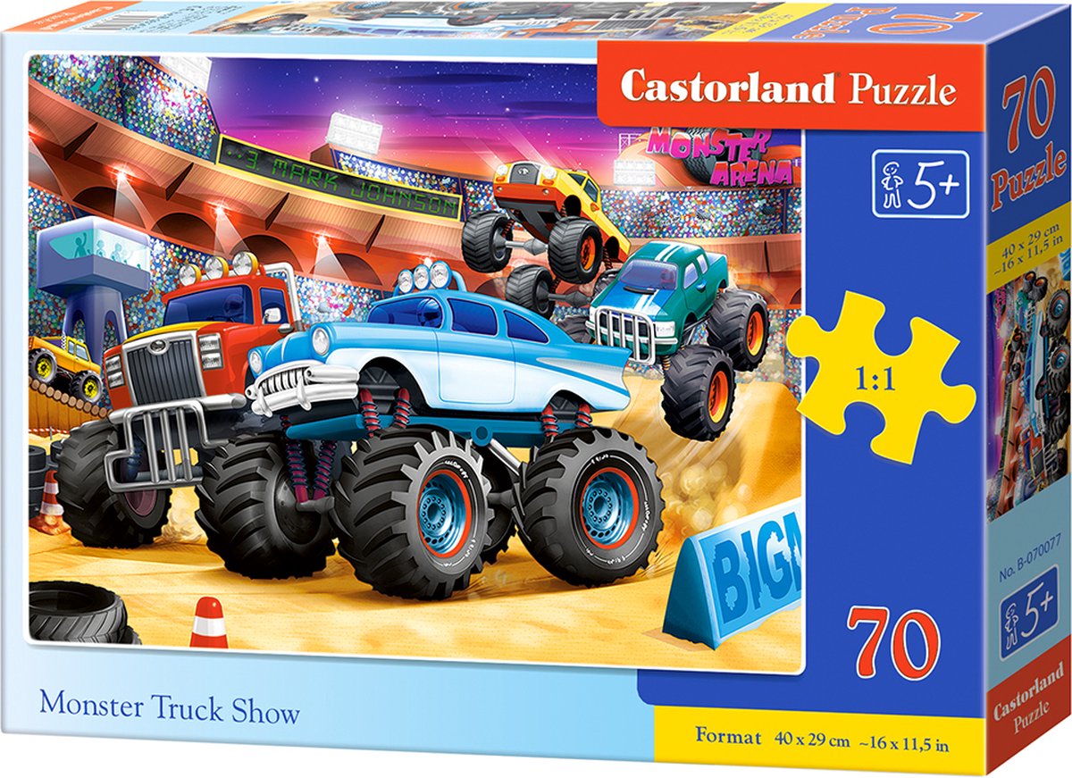 Castorland monster truck show – puzzel – 70 stukjes – voertuigen – premium kwaliteit