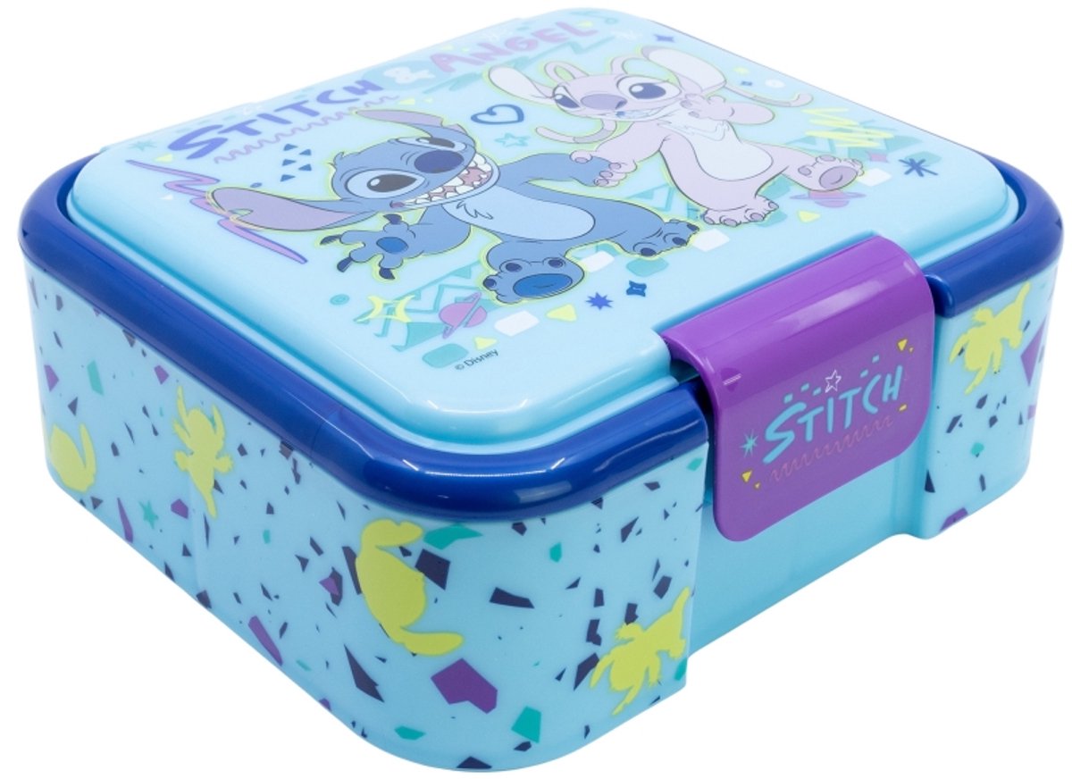 Stor s.l. stitch angel broodtrommel – 3-vaks kinder lunchbox – 900 ml – bpa-vrij – stevig lekvrij – disney design