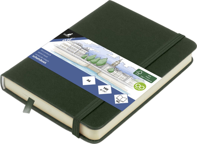 Kangaro schetsboek - a6 - forest green - pu-hardcover - met elastiek en leeslint - k-861218