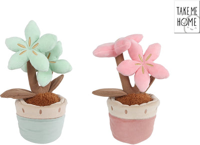 Take me home plant pluche met 2 bloemen l - 24cm