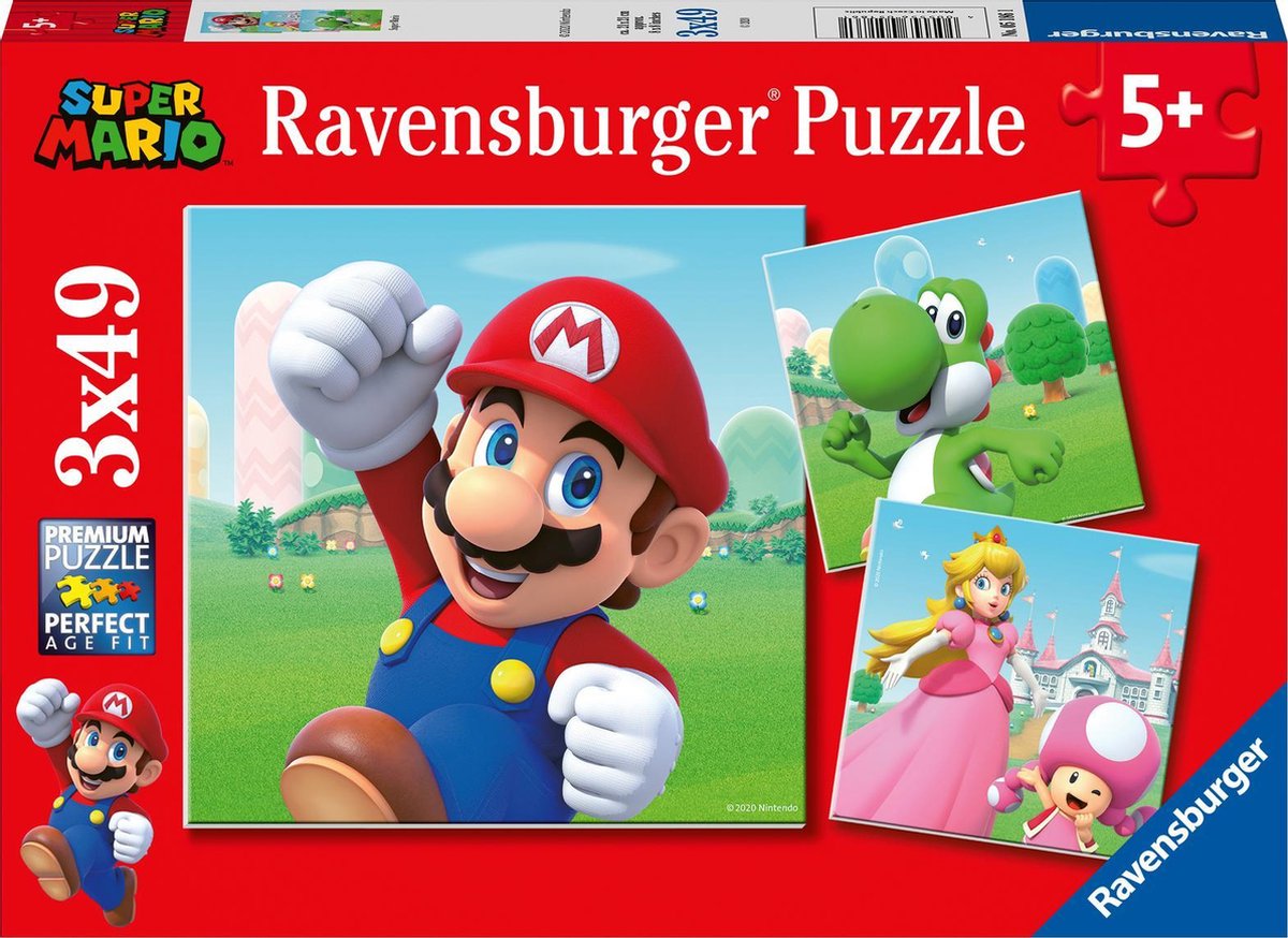 Ravensburger puzzel super mario - 3x49 stukjes - kinderpuzzel