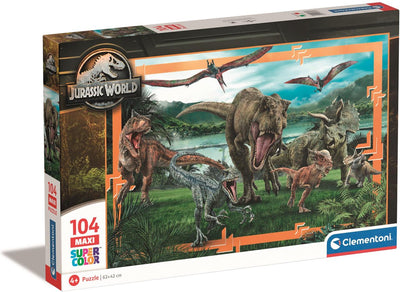Clementoni legpuzzel super color maxi jurassic world, 104st.