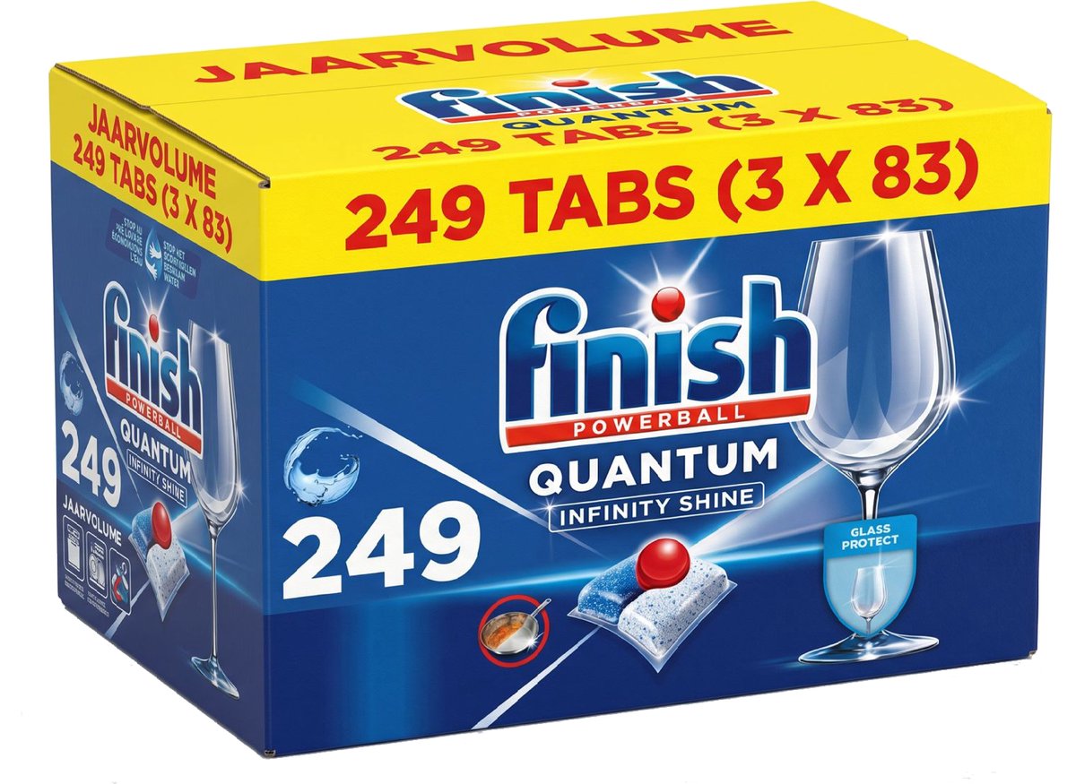 Finish quantum infinity shine vaatwastabletten - 3 x 83 = 249 capsules - voordeelverpakking