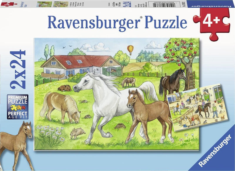 Ravensburger puzzel op de manege - 2x24 stukjes - kinderpuzzel