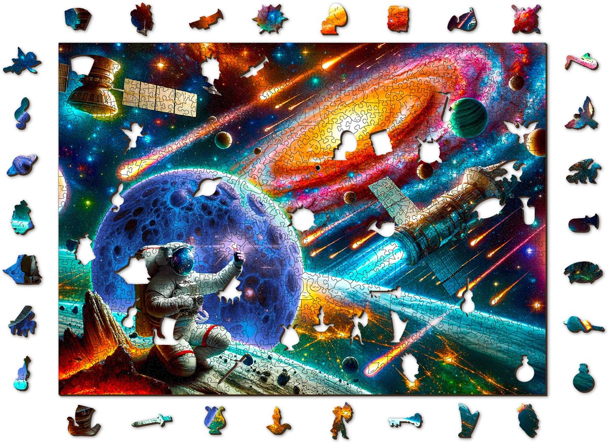 Wooden city houten stad kosmische verkenning houten puzzel 1010 stukjes