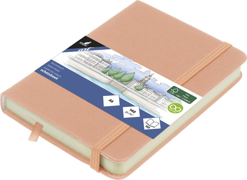 Kangaro schetsboek a6 - oudroze - pu hardcover - met elastiek en lint - schetsblok - schetsboeken - k-861212