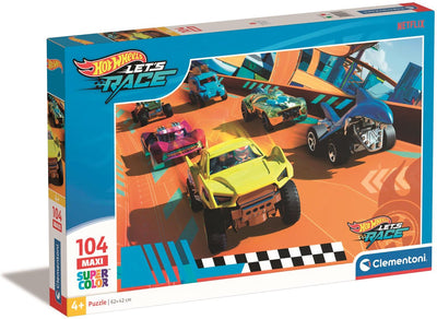 Clementoni - kinderpuzzel - 104 maxi stukjes - hot wheels - puzzel voor kinderen - vanaf 4 jaar