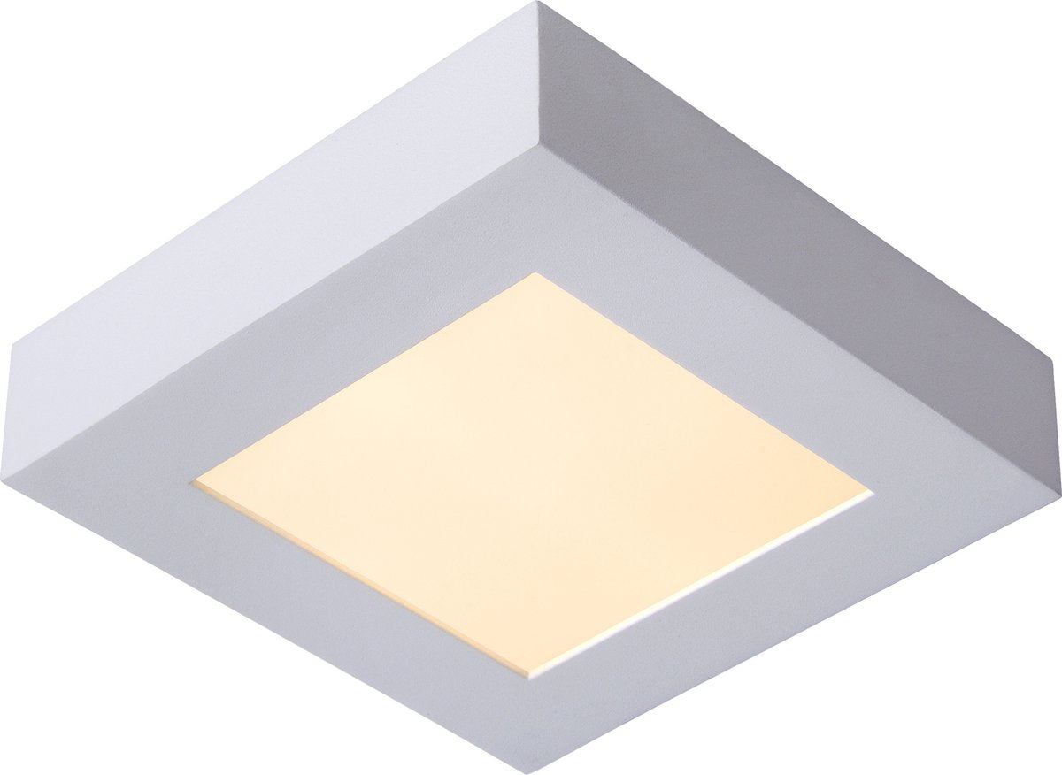 Lucide brice-led - plafonnière (plafondlamp) badkamer - led dimbaar - 1x15w 3000k - ip44 - wit