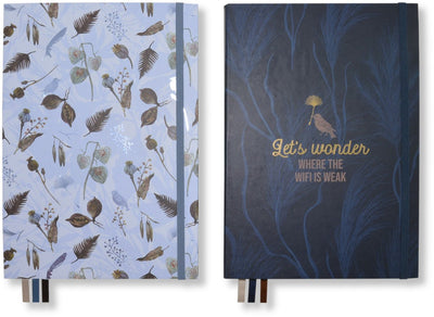 Kangaro notitieboek - natural beauty - 25,3 x 17,8 cm - dotpapier - met eleastiek en leeslinten - 2 stuks