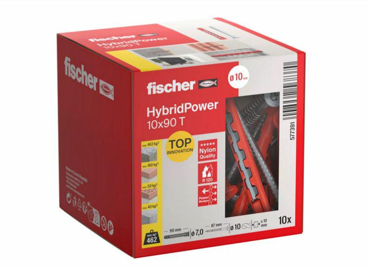 Fischer 577391 hybridpower deuvelset 90 mm 10 stuk(s)