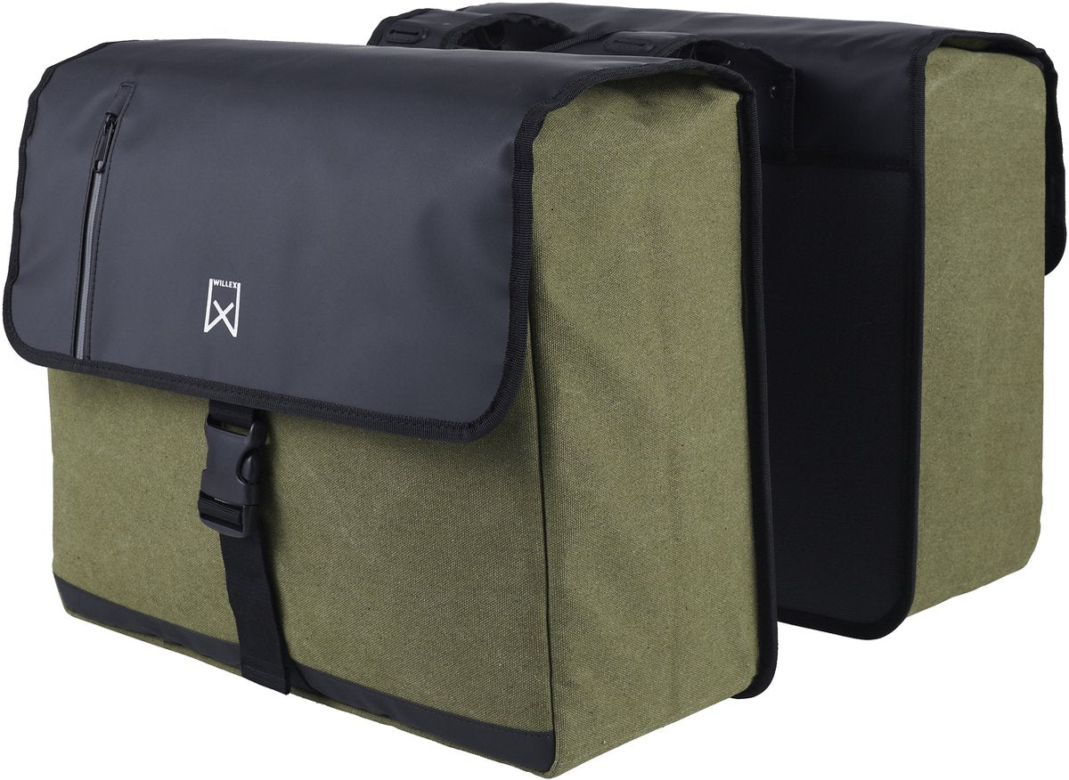 Willex - fietstassen - business - 30 l - canvas - groen zwart