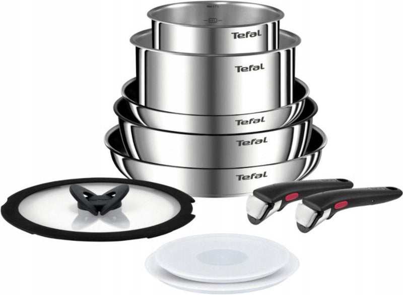 Tefal ingenio pannenset - 10-delig - 5 pannen- glas deksel - 2 handgrepen - rvs -