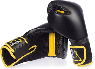 Avento bokshandschoenen pu - 12 oz - zwart geel