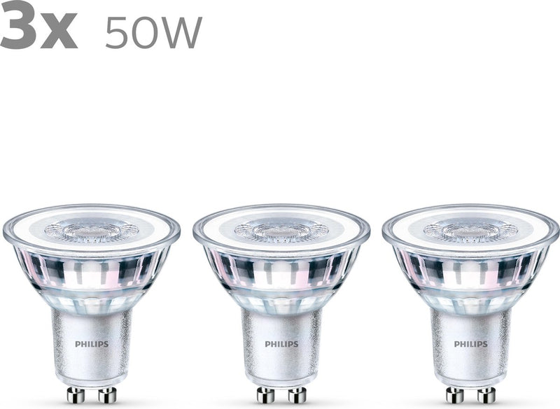 Philips led energiezuinige spot - 50 w - gu10 - koelwit licht - 3 stuks - bespaar op energiekosten