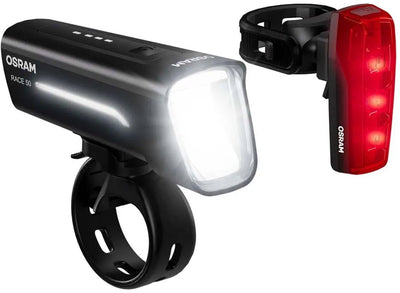 Osram race 50 set fietsverlichtingsset led werkt op een accu zwart