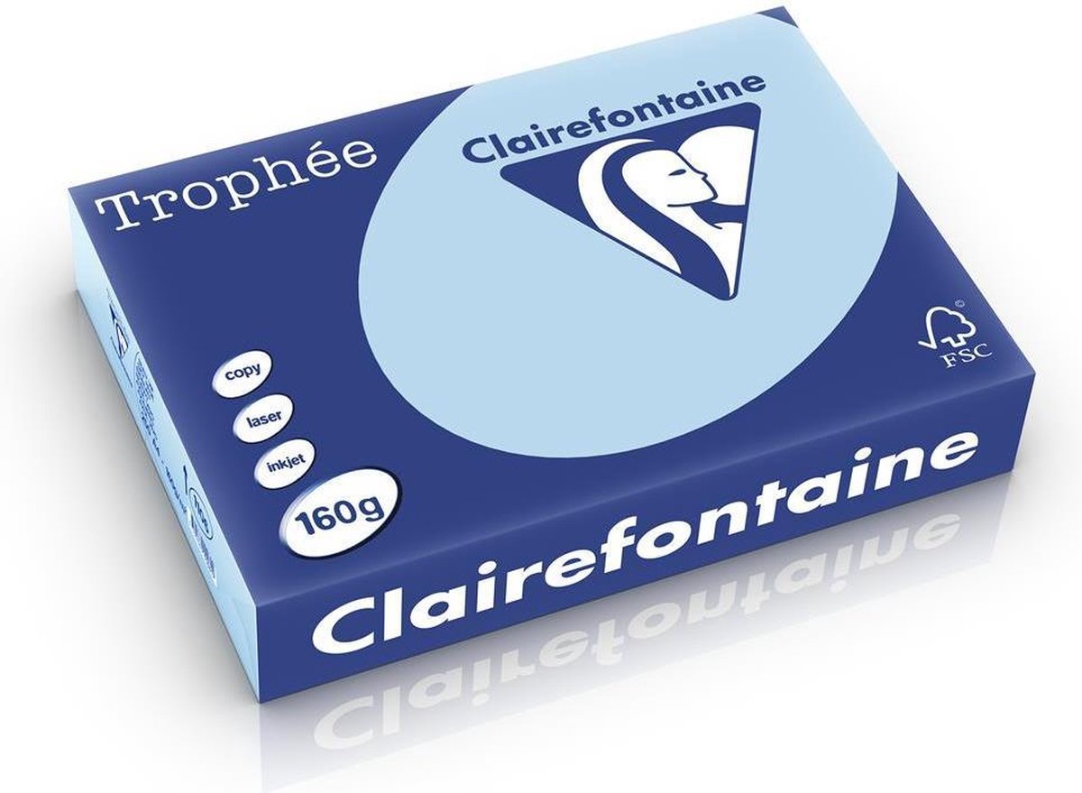 Clairefontaine trophée pastel a4 blauw 160 g 250 vel