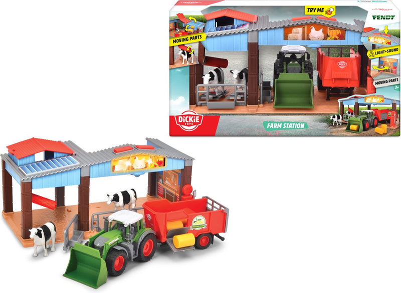 Dickie toys boerderij - tractor met trailer - 30cm - speelgoedboerderij