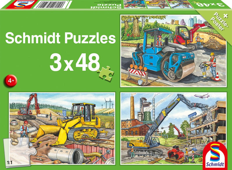 Schmidt - legpuzzel - mijn favoriete bouwvoertuigen - 3 x 48 stukjes - kinderen - vanaf 4 jaar