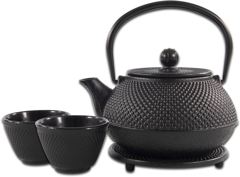 Sakuratea - theepot set - 4-delig - gietijzer - zwart - 0.8l - 2 kopjes (100ml)