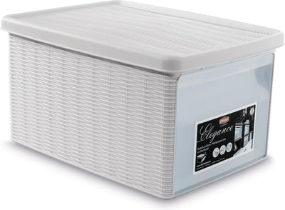 Stefanplast opbergmand - opbergbox - 'elegance' - multifunctioneel - klepje aan voorkant - wit - maat m