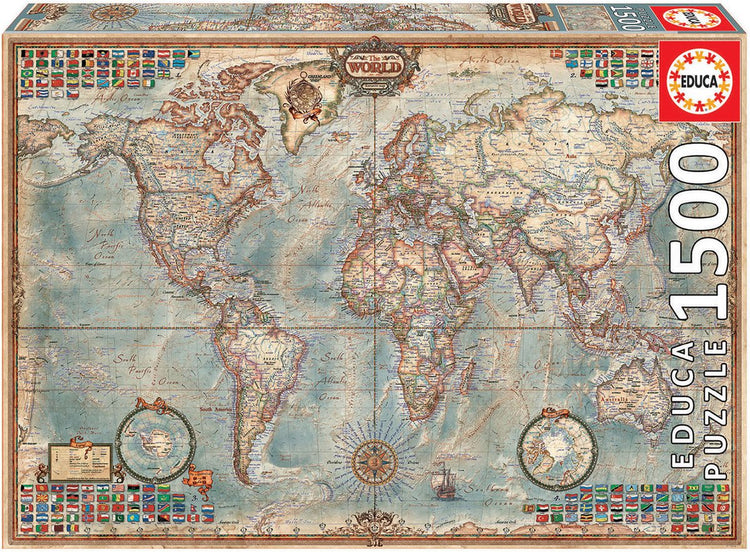 Educa - puzzel - 1500 stuks - politieke wereldkaart