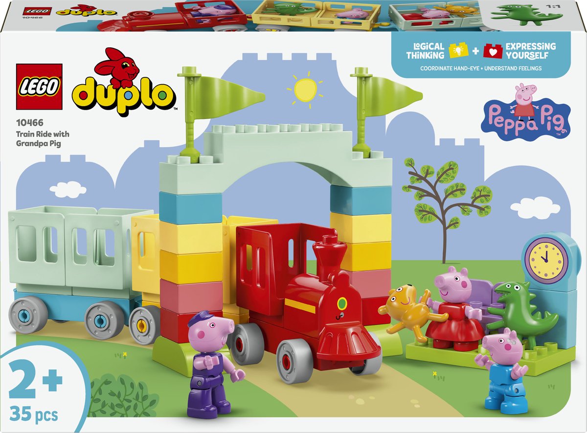 Lego duplo peppa big treinrit met opa big educatief trein speelgoed voor peuters - 10466