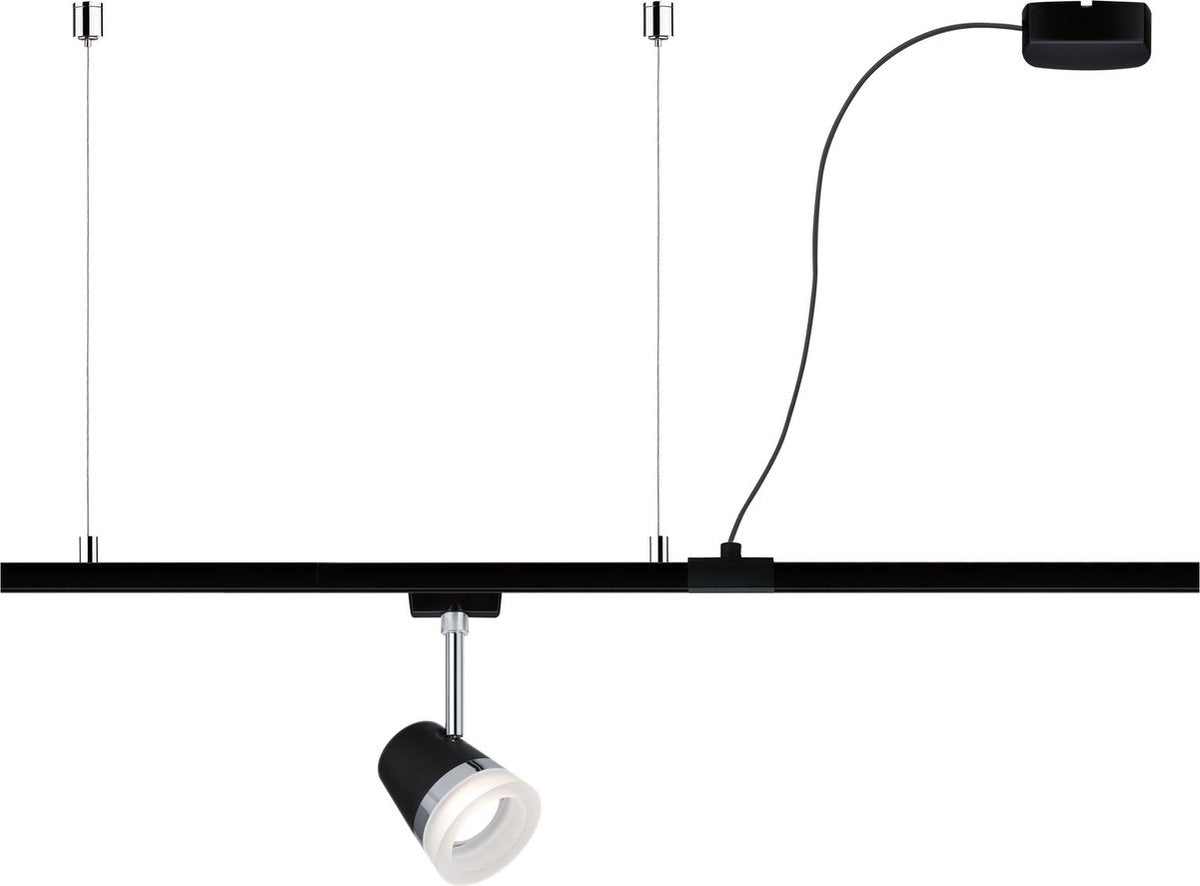 Paulmann urail eindvoeding hangend - railverlichting accessoire - zwart mat - toebehoren - railsysteem