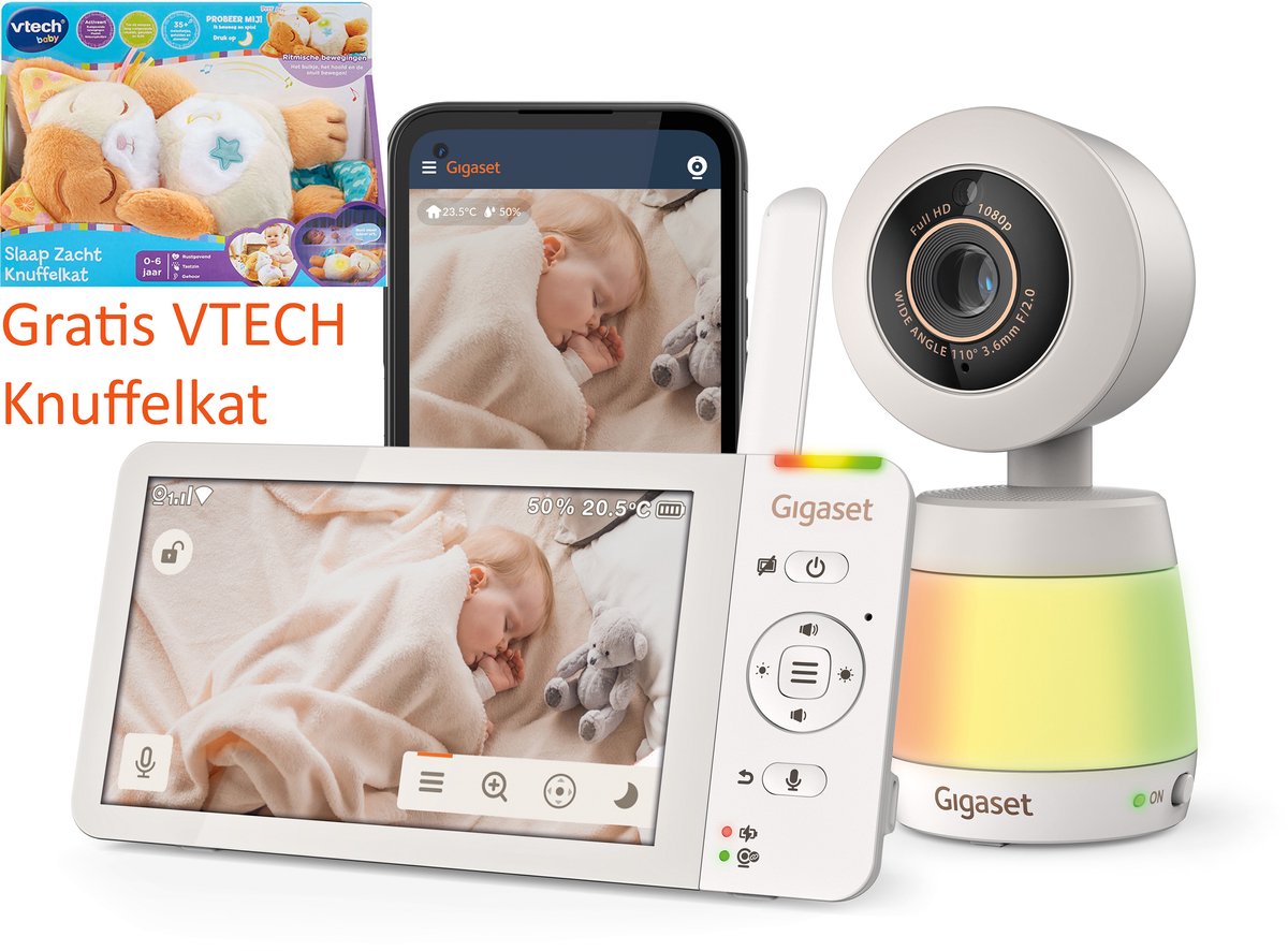 Gigaset babyfoon met camera en app wifi– monitor touchscreen - kleurennachtzicht - nachtlamp - muur houder - best reviewed nov 25 kieskeurig - sensoren - rustgevende geluiden - baby monitor - beeld babyphone - baby700 connect