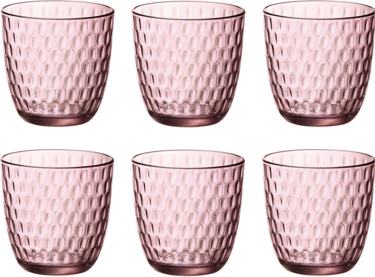 Bormioli rocco slot waterglas - 29 cl - roze - set-6