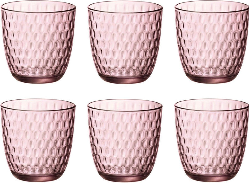 Bormioli rocco slot waterglas - 29 cl - roze - set-6