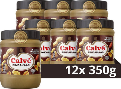 Calve calvé pindakaas - regular - smeuïg tot op de bodem - 12 x 350 g