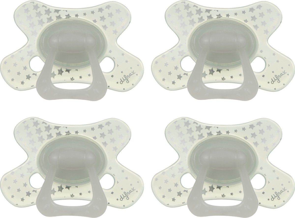 Difrax fopspeen natural - 12 tot 18 maanden - sterretjes transparant - 4 stuks