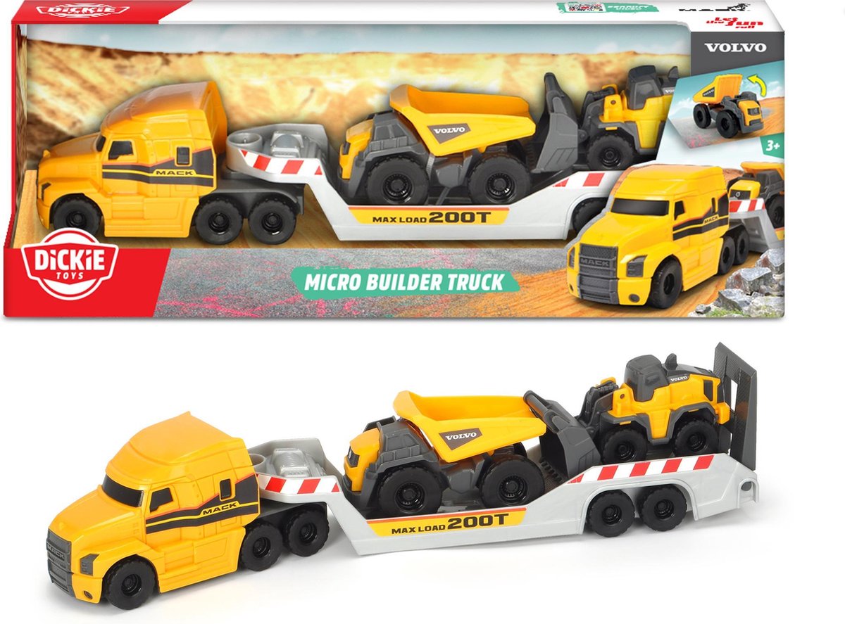 Dickie volvo micro transporter met werkvoertuigen