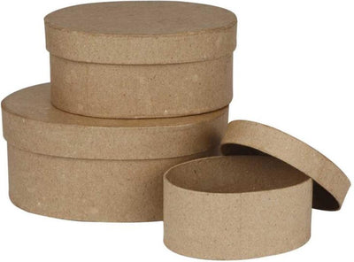 Creativ company ronde doosjes papier-maché, 3st.