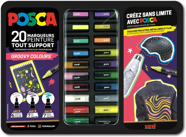 Posca uni uni verfmarker koffer groovy colours 20 stuks