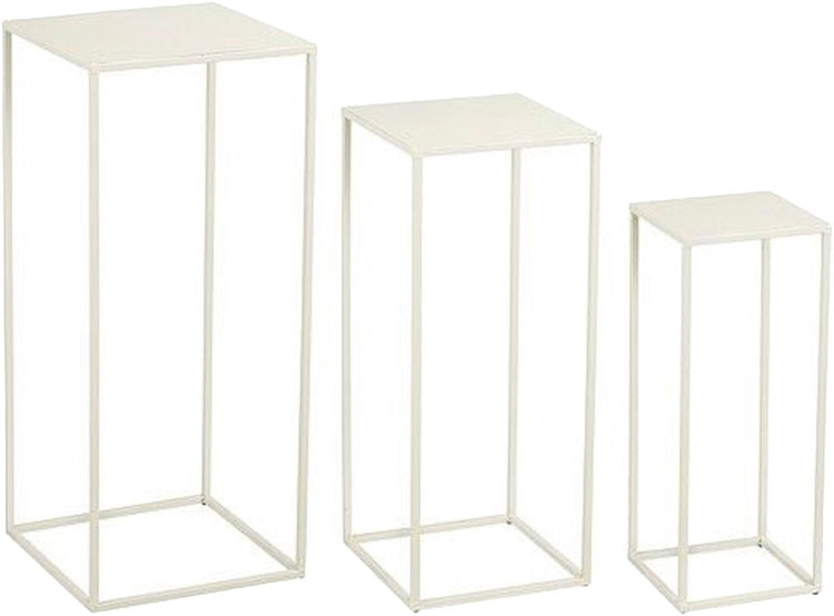 Mica decorations quinty bijzettafel - set van 3 - l30 x b30 x h70 cm - metaal - gebroken wit