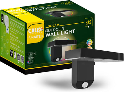 Calex smart outdoor solar buitenlamp - slimme wandlamp - rgb en warm wit - zwart