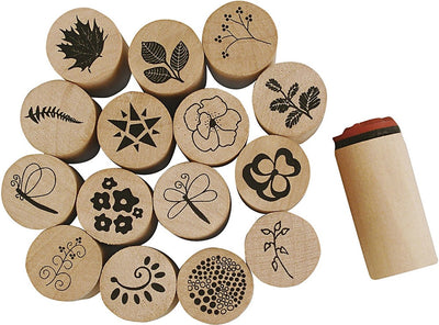 Creativ company creotime stempels bloemen en bladeren 20 mm 15 stuks