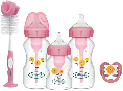 Dr. brown's options+ anti-colic starterset - brede halsfles - roze