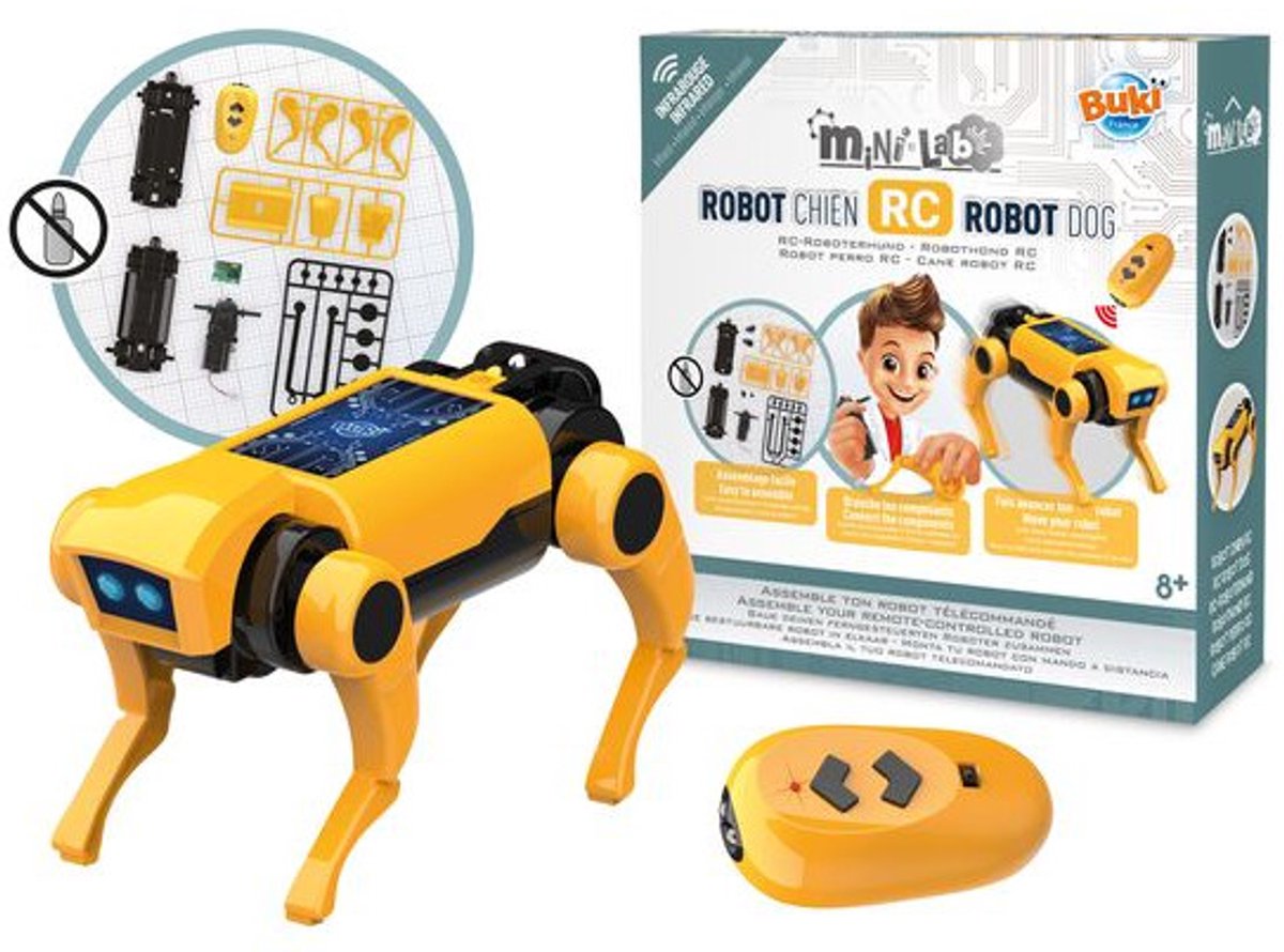 Buki - robot hond - constructie -techniek - afstandsbediening - zon energie - educatief speelgoed