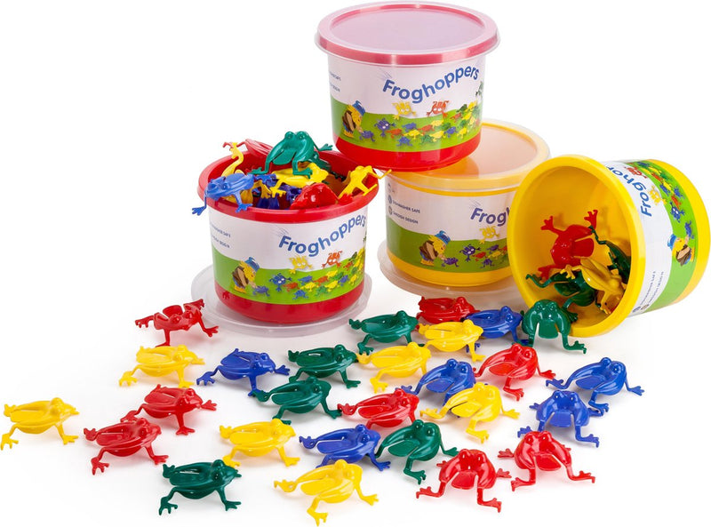 Viking toys - froghoppers - kikkerspel - 16 kleurrijke kikkers