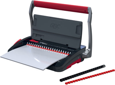 Gbc combbind® cb15 handmatige inbindmachine - plastic bindruggen - 165 vel - zwart rood