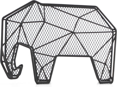 Kikkerland brievenhouder - grafische olifant - zwart - organiser - metaal - 25x15x9cm