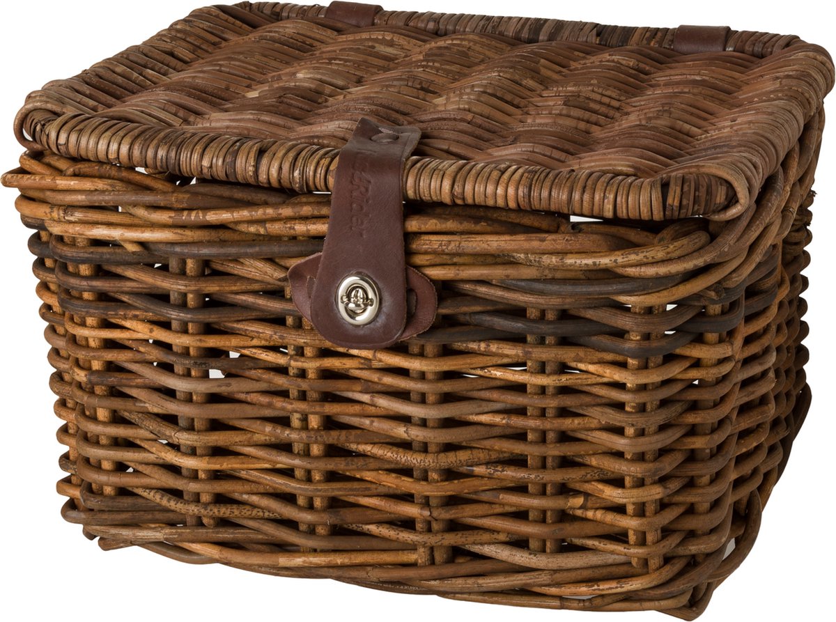 Fastrider sera rotan fietsmand - bruin - 17l - handgemaakt - met klep