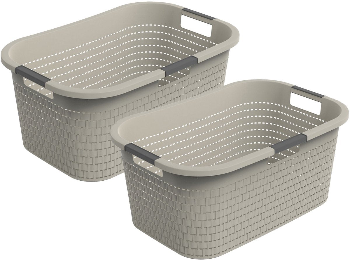 Rotho country wasmand - set van 2 - 40 ltr - beige