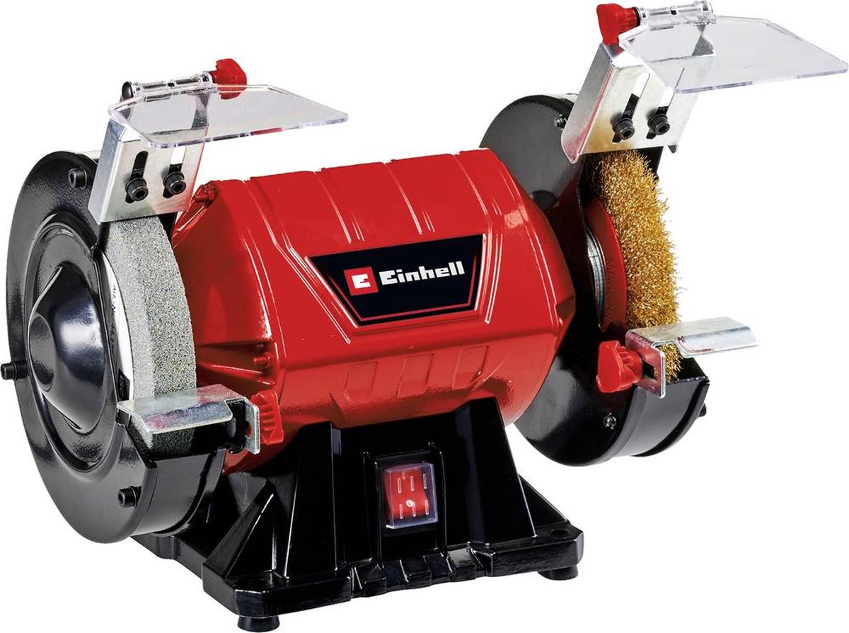 Einhell elektrische werkbankslijpmachine tc-bg 150 b - 350 w - 2.980 t min - ø150x32x20 mm - incl. 1x slijpsteen (1x k36) en 1x borstelschijf